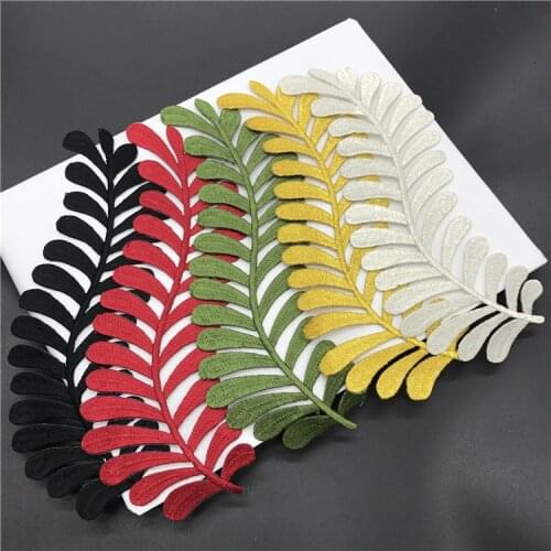 20pcs(10pairs) Leaf Parches Embroidery Iron on Patches Fabric Badge Stickers for Clothing DIY Stripes Clothes Jeans Decoration
