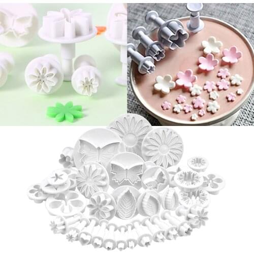 33Pcs Biscuit Plunger Cutter Mold Kit Embossing Flower Leaf Heart Star Stamper Cake Cupcake Decorator Stamp Clay Craft Mould