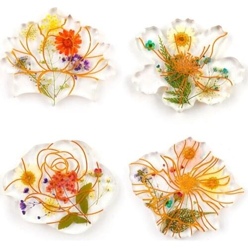 4 Pcs Flower Shape Coaster Epoxy Resin Mold Handmade Cup Mat Silicone Mould DIY Crafts Jewelry Home Decorations Casting