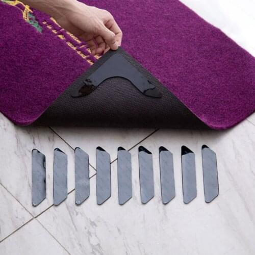 8Pcs Non Slip Grip Small Corners Triangular Pad Anti Skid Rug Carpet Mat Washable Removable Strong Adhesive Stopper Tape Sticker