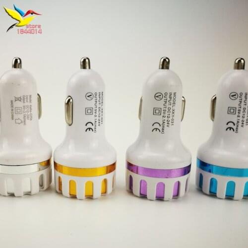 2in1 2usb Sun Flower Car Phone Charger 2 Port Mini Dual USB Car Charger Adapter Quick Charging 5V 2.1A for iPhone Huawei 100 pcs