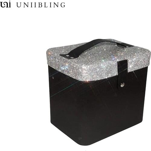 Bling Diamond Makeup Cosmetics Portable Storage Box Case Artist Brush Lip Stick Square Organizer Kit Jewelry Lockable for Travel