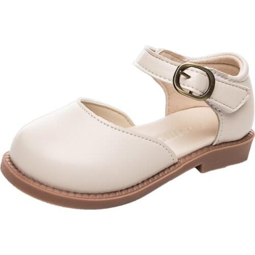 Black Princess Sandals 2021 Spring New Girls Leather Shoes Simple Casual Childrens Single Shoes Summer Fashion Sandal