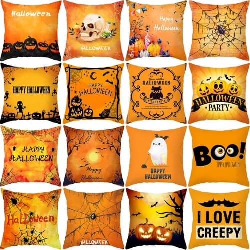 Halloween Cushion Cover Horror Pumpkin Printed Halloween Decorative Pillow Case 45x45 Cm for Home Christmas New Year Home Decor