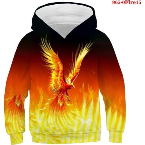 Kids Hoodie Kids Baby Clothes Childrens Clothing Sweatshirts Casual Hoodies Fire Phoenix Bird Printed Tops Boys Girls Pullover