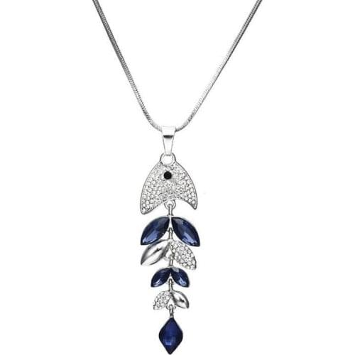 Korean New Personality Fishbone Design Long Necklaces & Pendants For Women Sweater Necklace Dress Accessories Fashion Jewellery