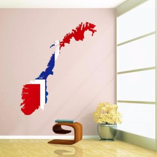 Flag Map of Norway Wall Vinyl Sticker Custom Home Decor Glass Decals Wedding Plastic Wallpaper Creative Poster