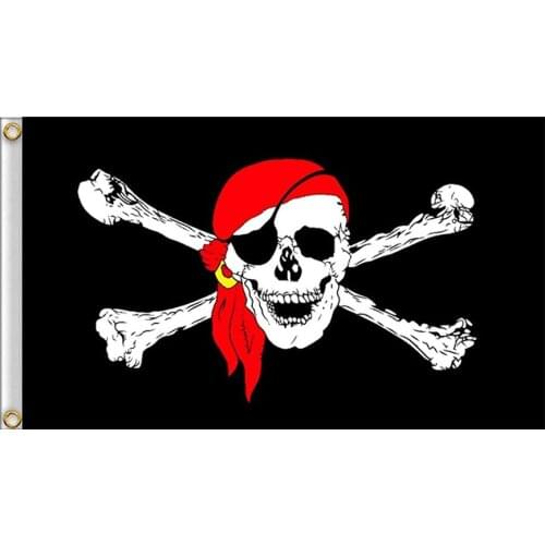 Pirate Flag With Red Handkerchief - Bright Colors And Fading - Canva Head And Double Seams-Pirate Flag Polyester Flag With Brass