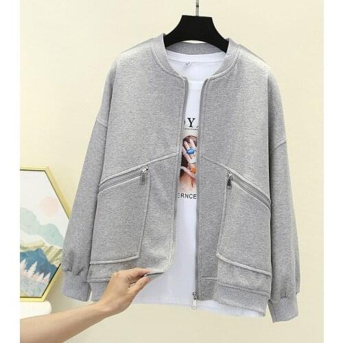 Short Windbreaker Women 2021 Spring New Fashion Korean Baseball Coat Female Long-Sleeve Zipper Loose Ladies Jacket Trend H1388