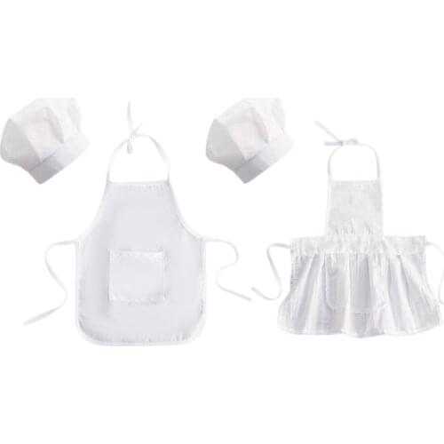 Infant Baby White Chef Costume Kitchen Hat and Apron Set Cosplay Newborn Photography Props Uniform Cooking Wear Outfits 24BE