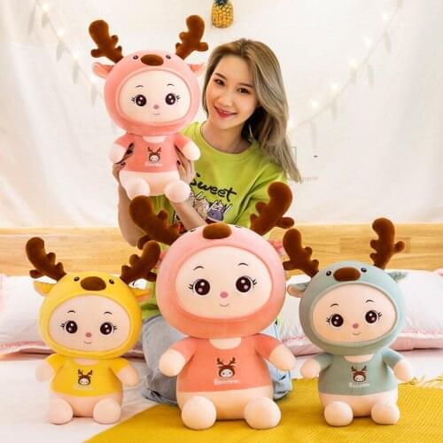 Creative Animation Peripheral Transformation Deer Doll Plush Toy Sika Deer Animal Doll Pillow Toy Children Birthday Gift 40CM