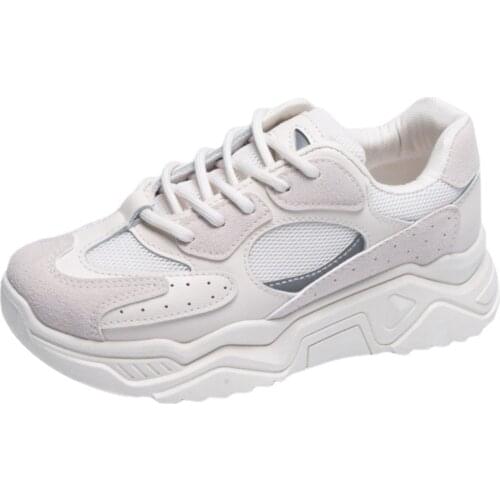 Spring Sneakers Women Thick Bottom Daddy Shoe Thick Bottom Round Toe Breathing Leisure Female Vulcanize Shoes