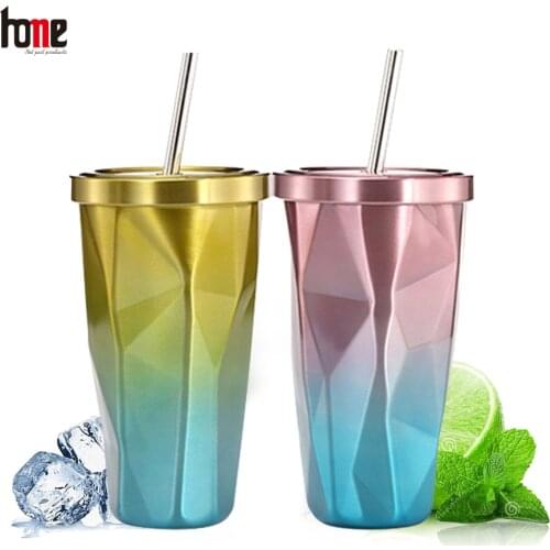 Cups for Coffee With Straw Stainless Steel Bottle Double-Wall Gourd Drinking Bottle Sport Outdoor Travel Beer Mugs Carry Cooler