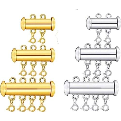 2 Set Brass Strand Slide Magnetic Tube Lock Connectors Spacer Clasp for DIY Necklace Bracelet Making Findings Accessories