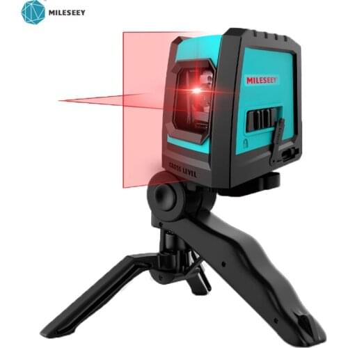 Mileseey L52R Laser Level 2 Lines Red/Green Rechargeable Laser Leveling Device Self-Leveling Vertical Cross Leveling with Tripod