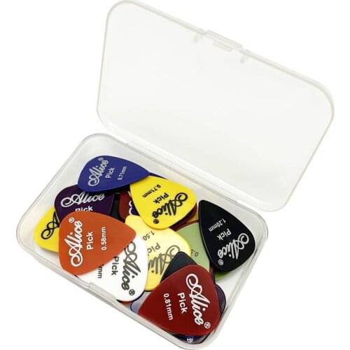 40 Guitar Picks & 1 Storage Box Alice Plectrum Mediator Palheta Guitarra Thickness 0.58 0.71 0.81 0.96 1.2 1.5 mm