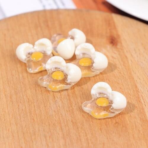 Scale Mini Flatback Broken Fried Egg Cabochon Dollhouse Miniature Food DIY Phone Case Scrapbooking Earring Craft 5pcs/lot 1:12