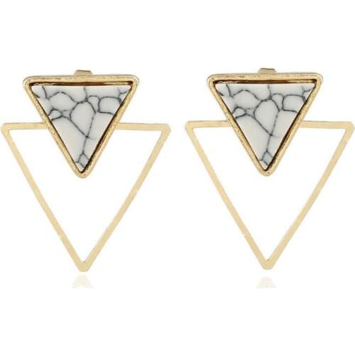 Minimalist Stone Women Drop Earrings Simple Triangle Square Marble Geometric Earring Jewelry Charm Girl Gifts pendientes