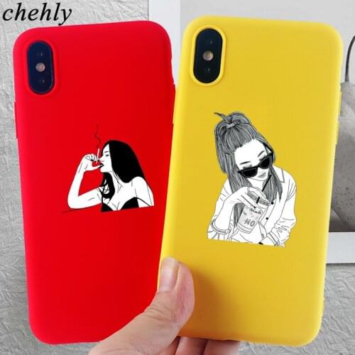 Beauty Phone Case for iPhone X XR XS Max 8 7 6s Plus Sketch printing Cases Soft Silicone Fitted Mobile Phone Accessories Covers