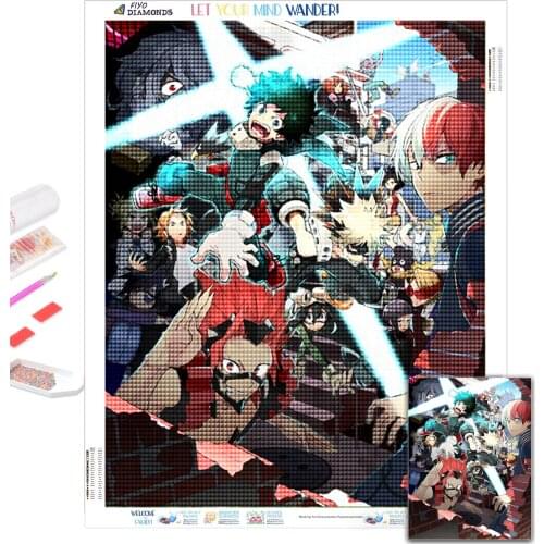 5D DIY Diamond Painting Japan Anime Boku No Hero Academia Picture Diamond Mosaic Embroidery Cross Stitch Kit Home Decor