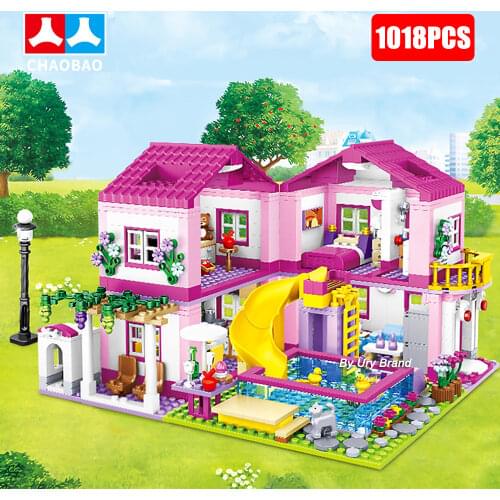 Friends City House Summer Holiday Villa Castle Building Blocks Sets Creator DIY Educational Toys for Kids Girls Birthday Gift