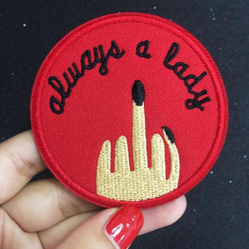 Always a lady patches Embroidered skeleton Applique Sewing Label punk biker Patches Clothes Stickers Apparel Accessories Badge