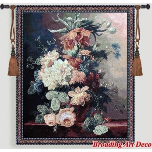 Still Life with Flowers Jacquard Weave Tapestry Wall Hanging Gobelin Home Art Textile Decoration Aubusson Cotton 100% 138x118cm