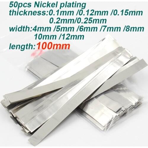 50pcs Nickel plate Nickel plating battery tabs for 18650 cell battery Battery welding nickel plate