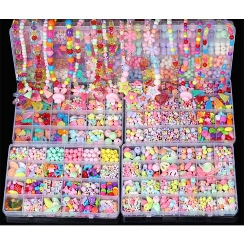 Girl Educational Toys Handmade Necklaces Bracelets Jewelry Making Beads Kit Set Diy Beads Toys for Children hacer pulseras nina