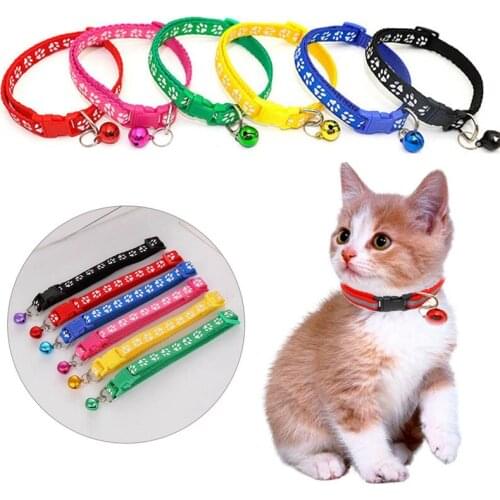 1Pc Cat Kitten Collar Reflective Strip Color Cute with Patch Bell Adjustable Basic Collar Pet Collars Spring Summer Fall