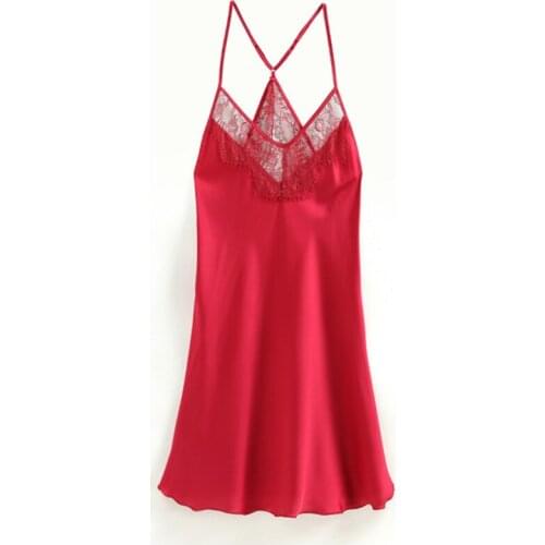Openback nightdress sexy nightgown female temptation lace sling nightgown explosion hot selling small chest gathered dress