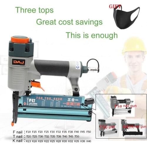 3-in-1 Carpenter Pneumatic Nail Gun Air Stapler Nailing Gun Construction Stapler F10-F50 Carpentry Decoration Woodworking Tool