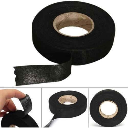 1Roll 19mm x 15M Black Color Strong Adhesive Cloth Fabric Tape Wiring Harness Tape For Looms Cars