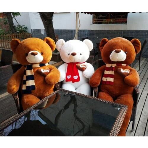 Cute Scarf Bear Plush Baby Toy Teddy Bear Sleeping Comfort Doll Cartoon Plush Dolls Stuffed Sofa Pillow Cushion Toy for Kid Gift