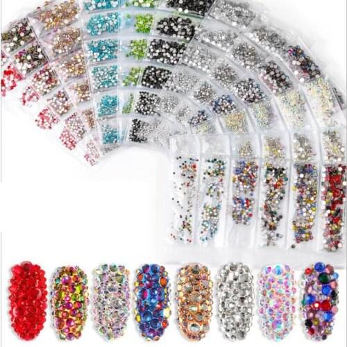 Nail Art For Rhinestones Nail Art Glass Multi-size Nail Crystal Rhinestone Nail Art Decorations Crystals Strass Charms