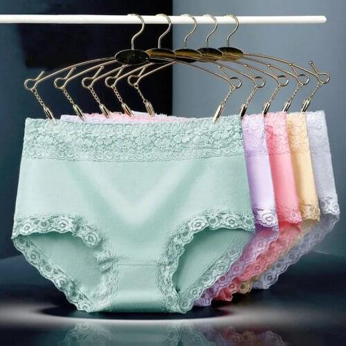 2Pcs/Set Sexy Lace Womens Panties Cotton Breathable Girls Briefs Seamless High Waist Slim Ladies Underwear Female Lingerie