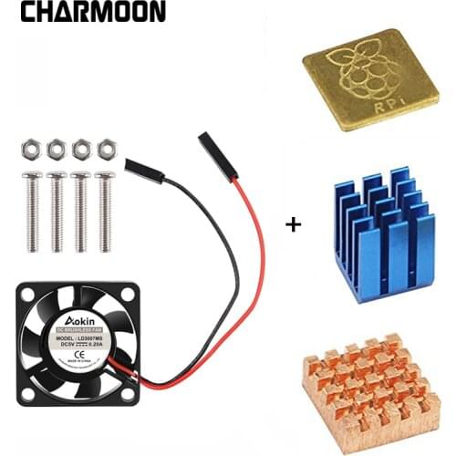 5V / 3.3V Cooling Fan With Screws + Heat Sink 1 Aluminum With 2 Copper For Raspberry Pi 3 / Pi 2 Model B RPI B