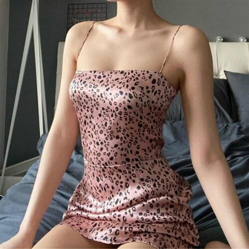 2021 Trendy Women Sexy Leopard Short Dress Summer Ladies Sleeveless Bodycon Mini Dress Dress Casual Party Sexy Club Dresses