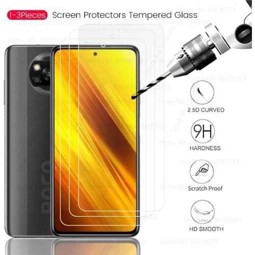 1 2 3 PCS protector glass on xiomi pocox3 pocophone poco x3 pocox 3 f2pro x 3 f 2 f2 pro pocophonex3 pocof2pro phone screen film
