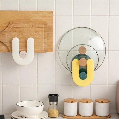 1pc Wall Mounted Pan Lid Rack Plastic Cutting Board Holder Kitchen Supply Storage Rack Kitchen Orgaznier