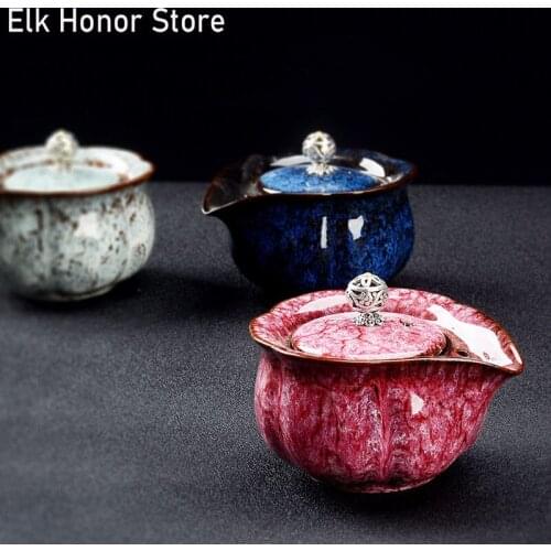170ml Handmade Temmoku Glaze Porcelain Teapot Coarse Ceramic Hand Grasp Pot Japanese Style Small Master Pot Kung Fu Teaware Gift