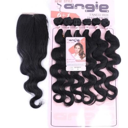 18” 220G/Pcs Animal Mixed Hair Bundles 6pcs Body Wave Hair Water Wave Bundles With Closure For Full head Free Shipping
