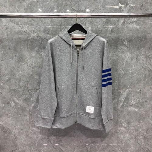 2021 Fashion Brand Spring Autumn Hooded Clothing Cotton Men Sweatshirts Hoodies Blue Stripes Casual Sportswear Coat