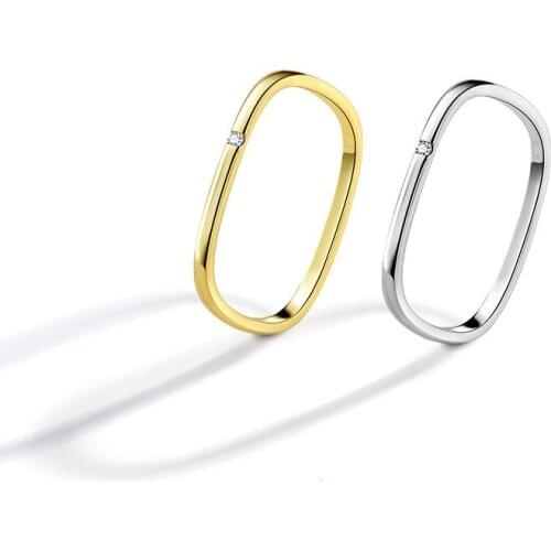 2021 New Single Zircon Fiona Fang Ring Female Ins Simple Square Ring Gold-plated Square Index Finger Ring Gift