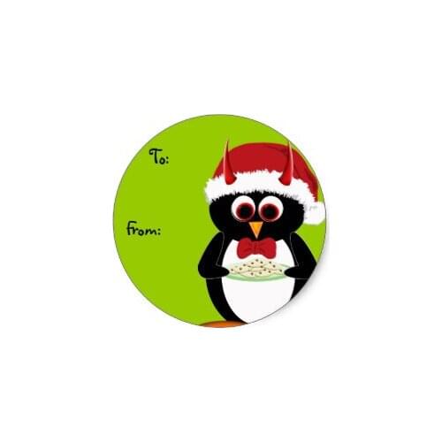 3.8cm Evil Penguin Christmas Labels Classic Round Sticker