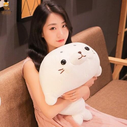 50cm Chubby Smile Seal Plush Toys Sea Lion Stuffed Throw Pillow Soft Seal Plush Pillow Baby Sleeping Pillow Chair Cushion