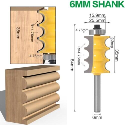 6mm Shank Triple Bead Router Bit Three Beading Knife Woodworking Milling Cutter