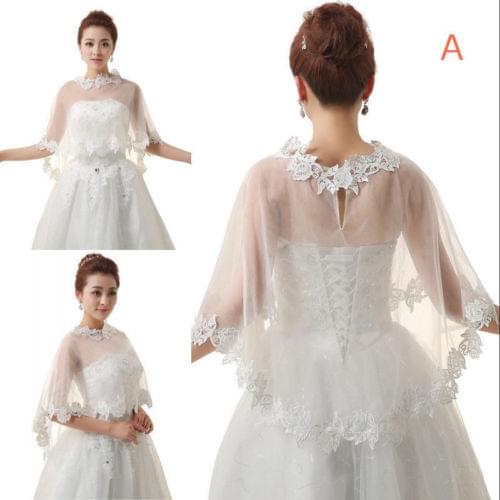White/ivory tulle lace beautiful Wedding Shrug Wrap Bridal Bolero Shawl Jacket