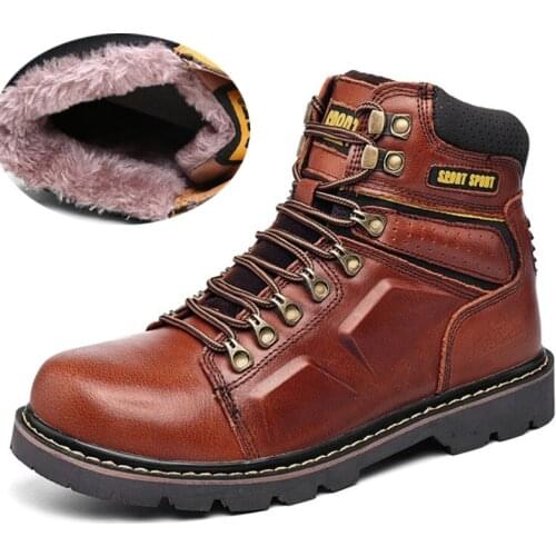 Winter mens and womens cotton boots thick cotton shoes, leather and cowhide fashion ankle boots, high-top waterproof snow boot