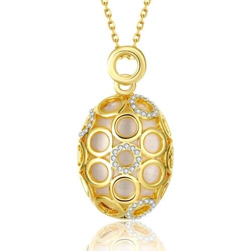 ERLUER Fashion Hot Necklaces & pendants Gold Color Austrian crystals opal Round Charm Necklace For Women girls Jewelry gifts